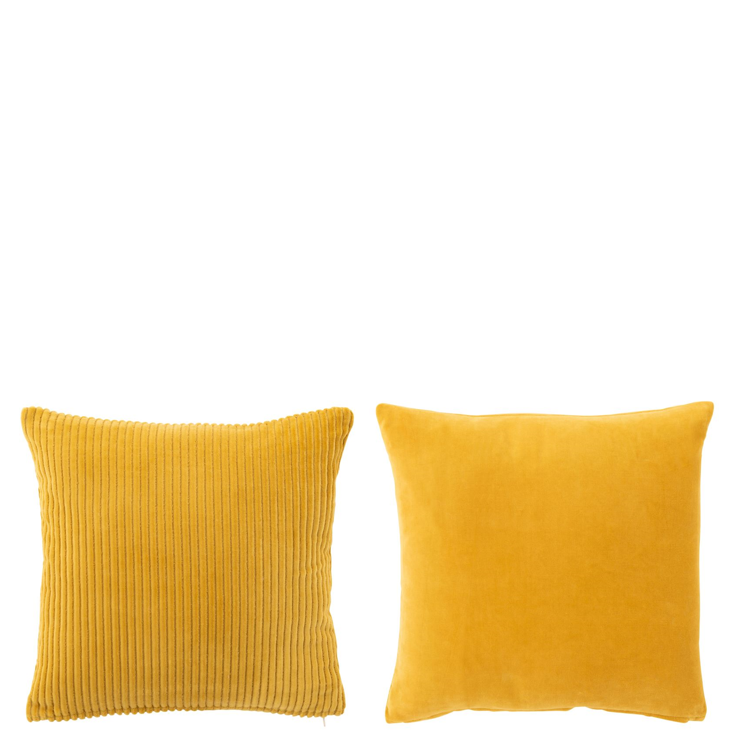2 vierkantige kussens in het geel met katoen