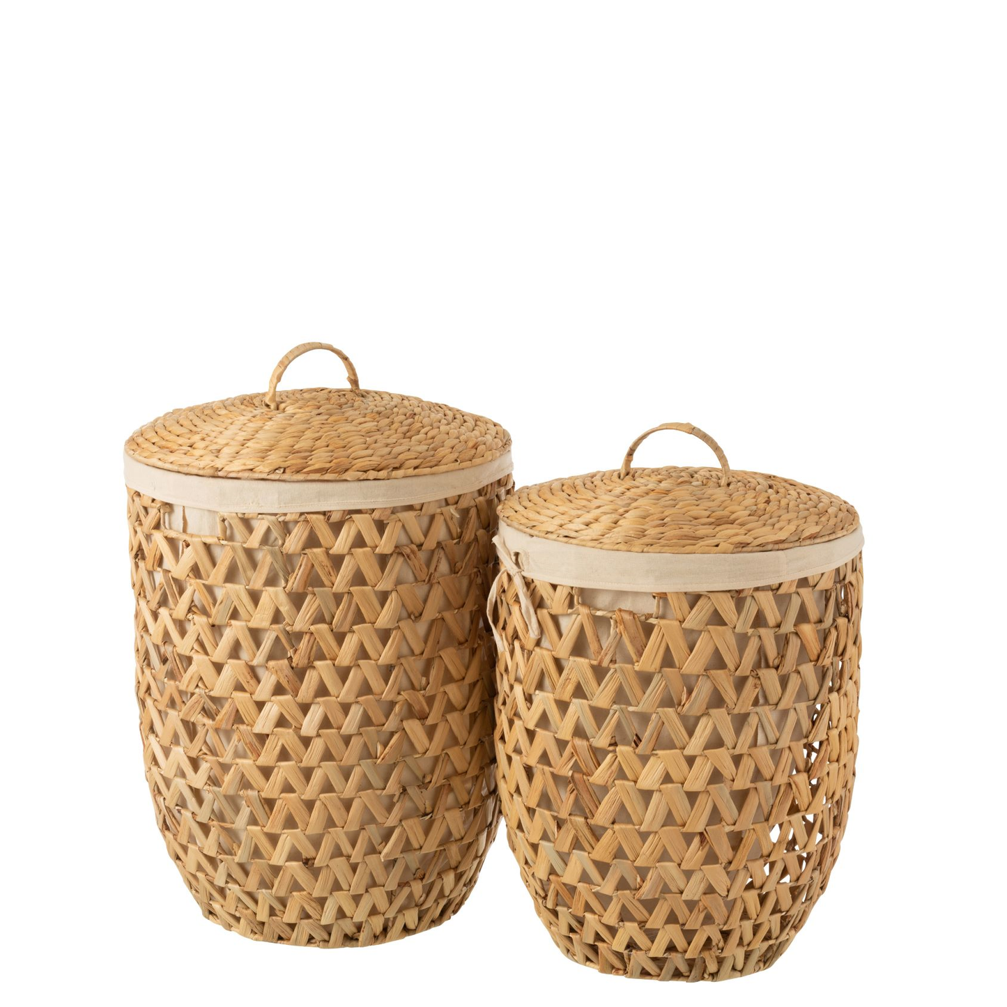Landelijk alliantie werkloosheid Set Of 2 Laundry Baskets + Lid Water Hyacinth Natural – Felika