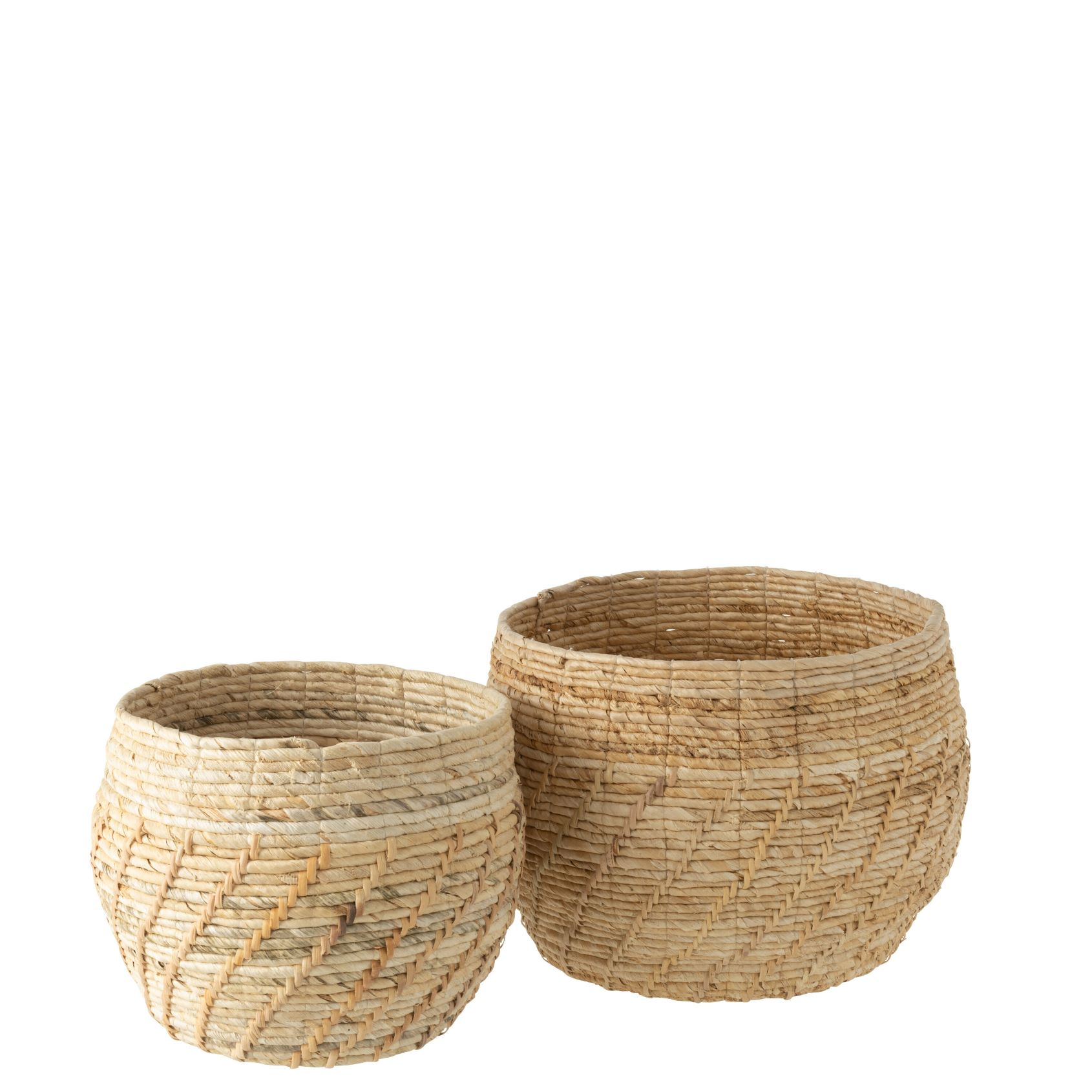 Set Van Twee Manden Raffael Rond Raffia Naturel