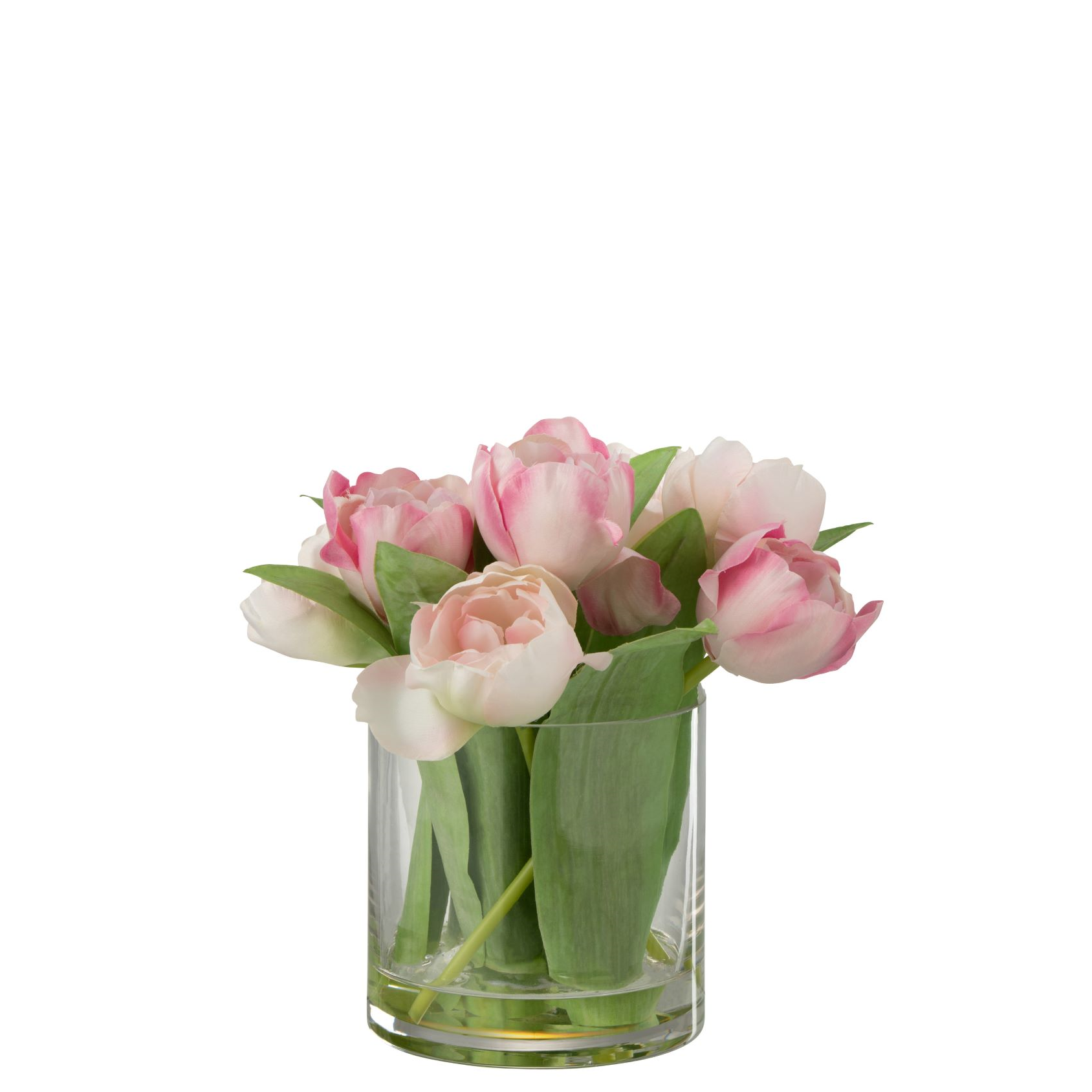 Tulpen In Vaas Rond Plastiek Glas Roze Large