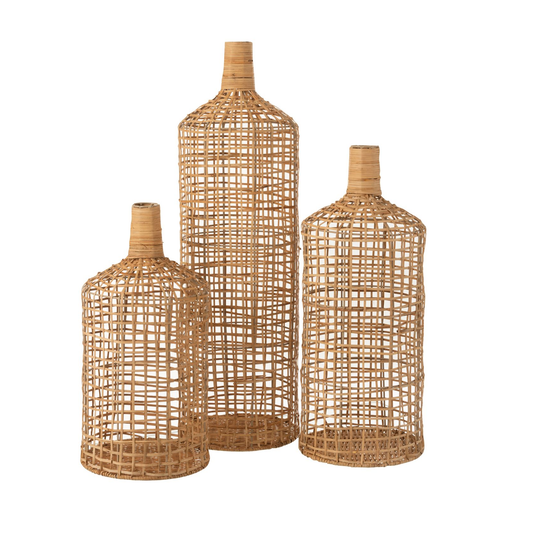 Set Of 3 Vase Decoration Bamboo Natural 