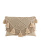 Cushion Pompom Macrame Rectangle Cotton Beige 