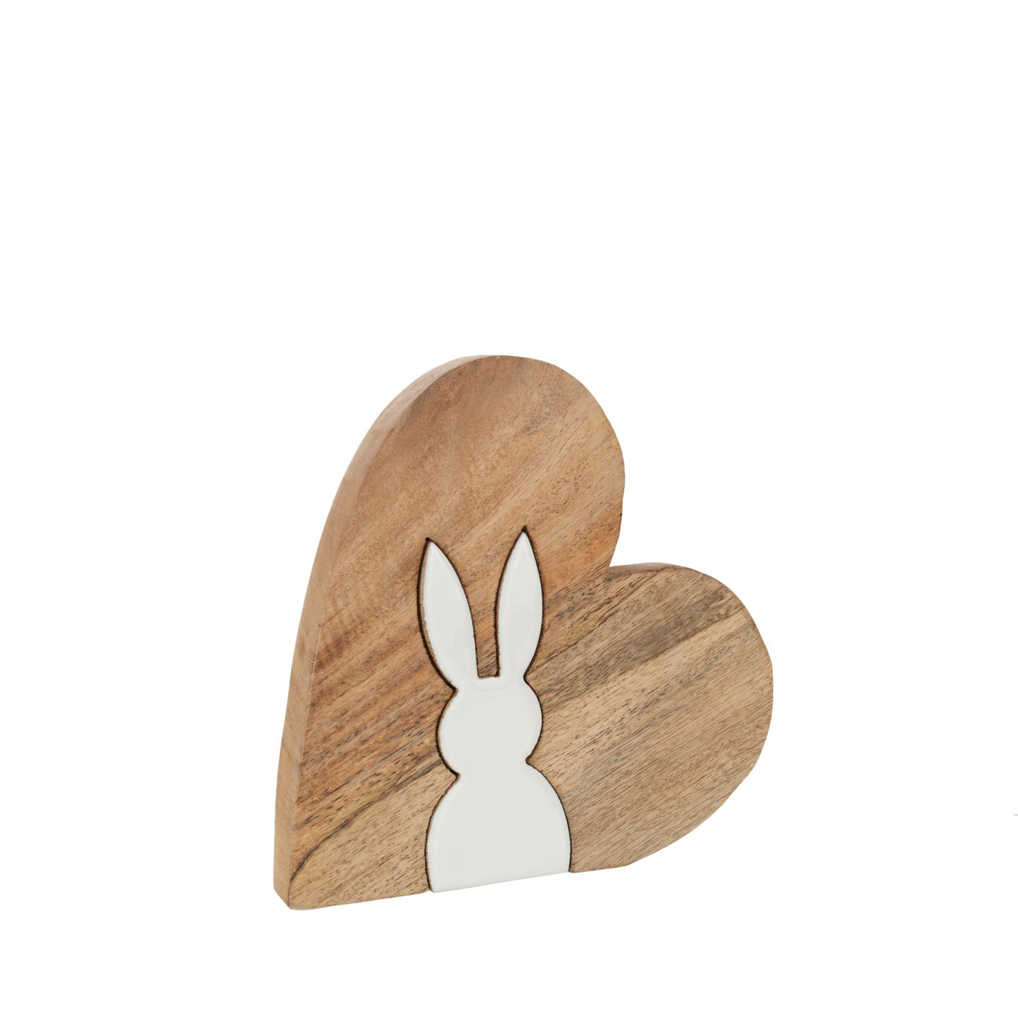 Rabbit Silhouette Heart Puzzle Mango Wood Natural White Large 