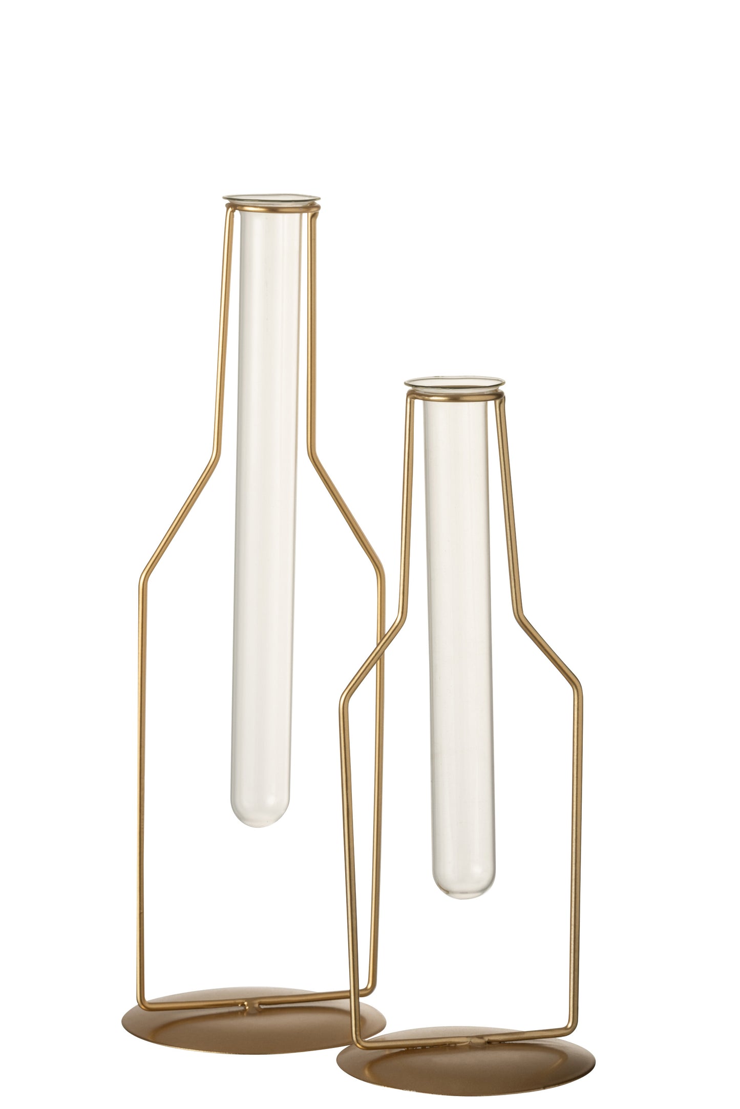 Vaasje 1 Tube Fles Metaal/Glas Goud Small en large felika